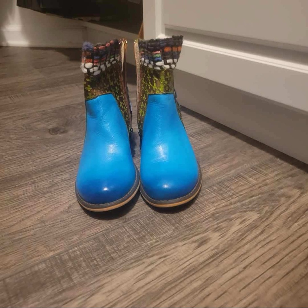 Colorful Blue Ankle Boots